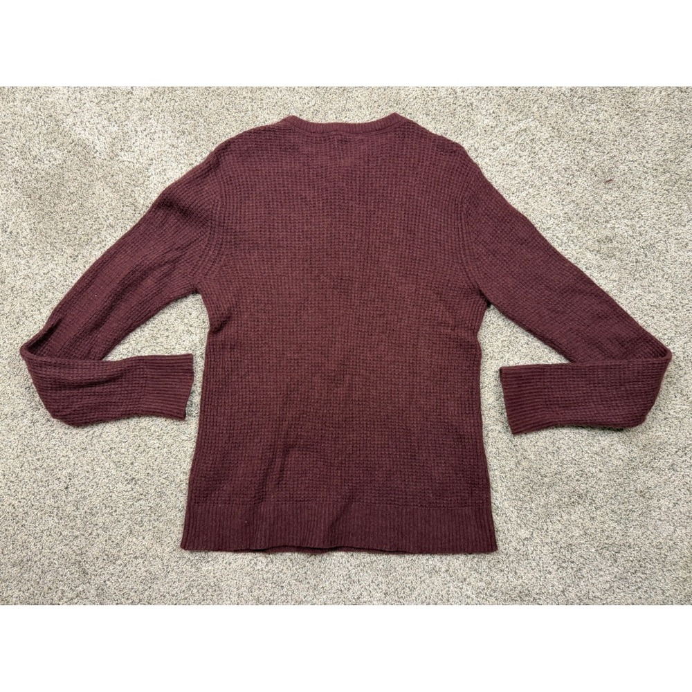 Abercrombie & Fitch Burgundy Waffle Knit Henley Sweater Maroon Womens Medium - Picture 4 of 4